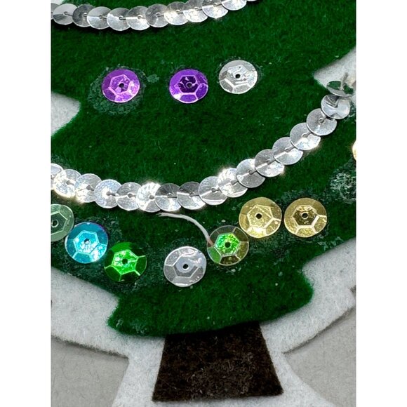 Handmade felt sequin tree ornament green white 8" READ - Picture 2 of 6